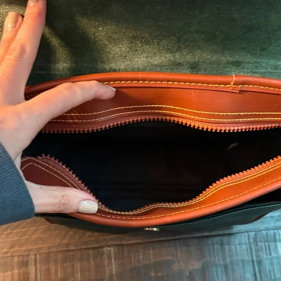 Dooney & Bourke Surrey Carrier Evergreen and British Tan Satchel Pebbled Leather - Picture 11 of 14